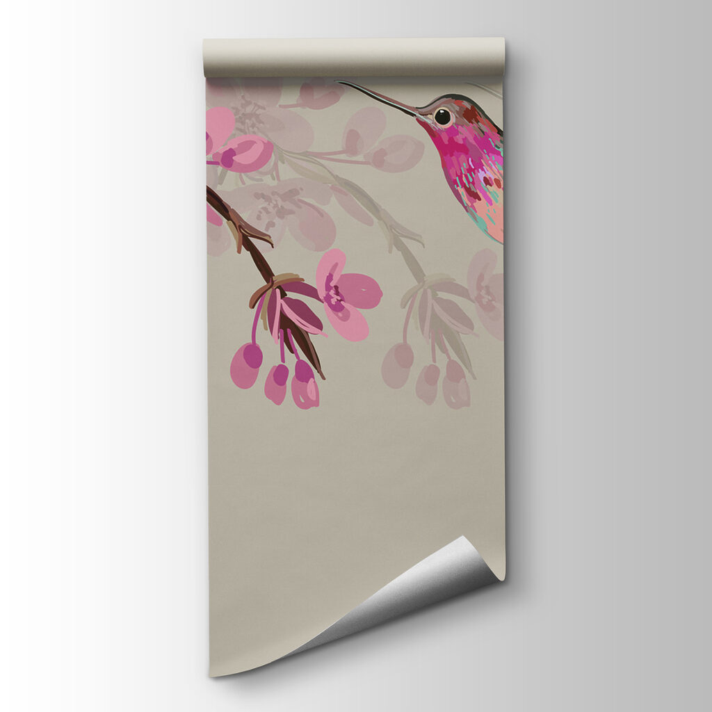 Colibrì e fiori rosa — vista del prodotto