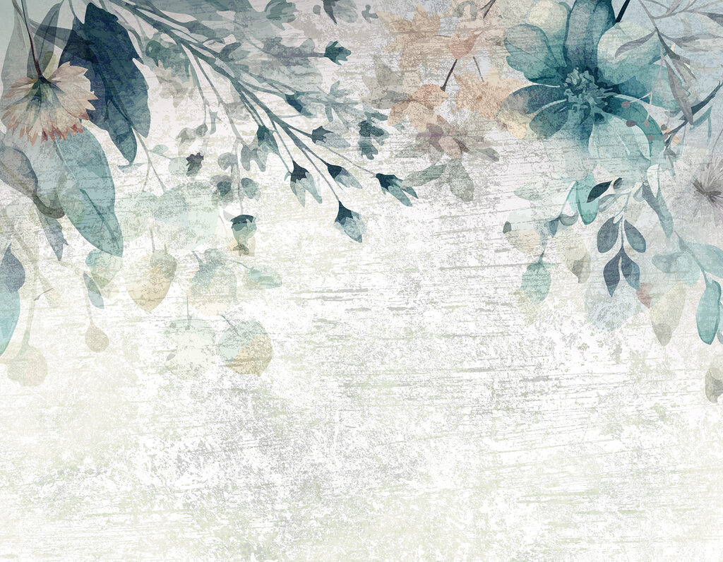 Fiori blu su patina — design completo