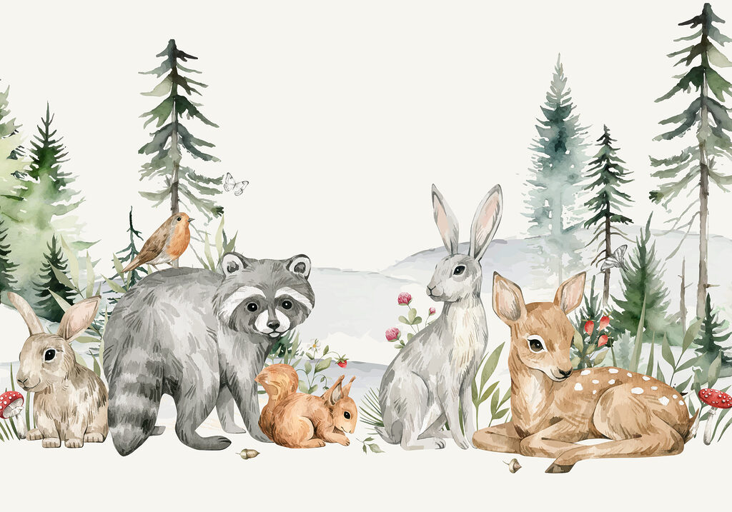 Cuccioli tra i rametti — design completo