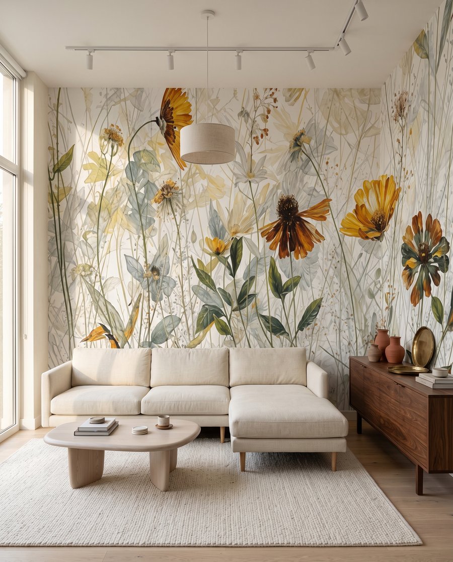 Fiori gialli nell’erba in un ambiente