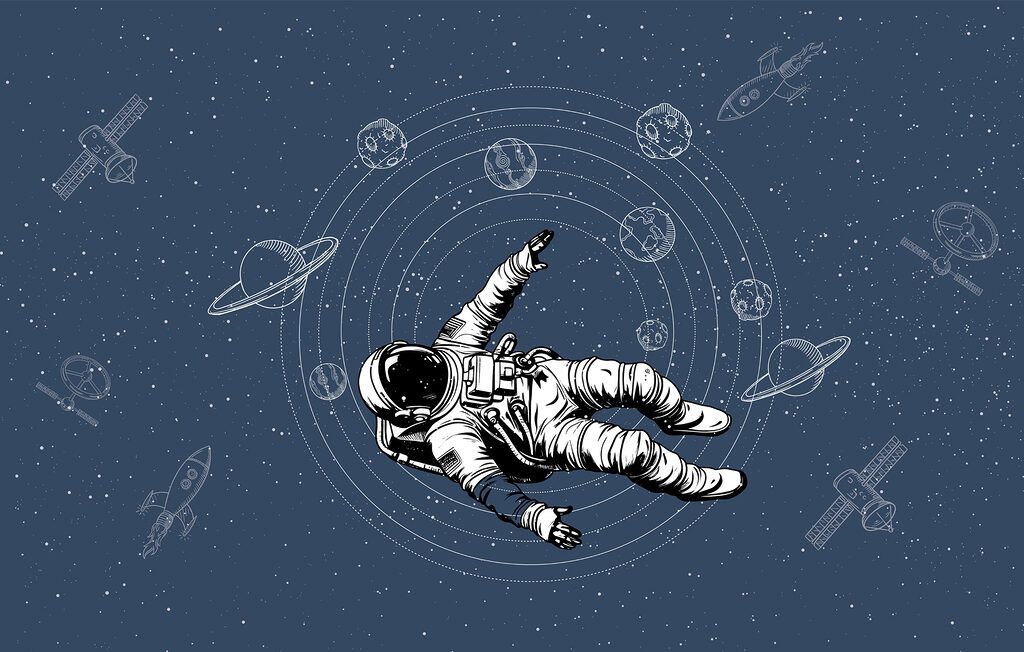 Astronauta tra le orbite — design completo