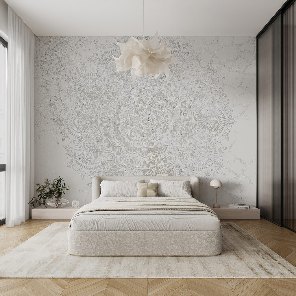 Mandala chiaro su grigio — ambiente 1
