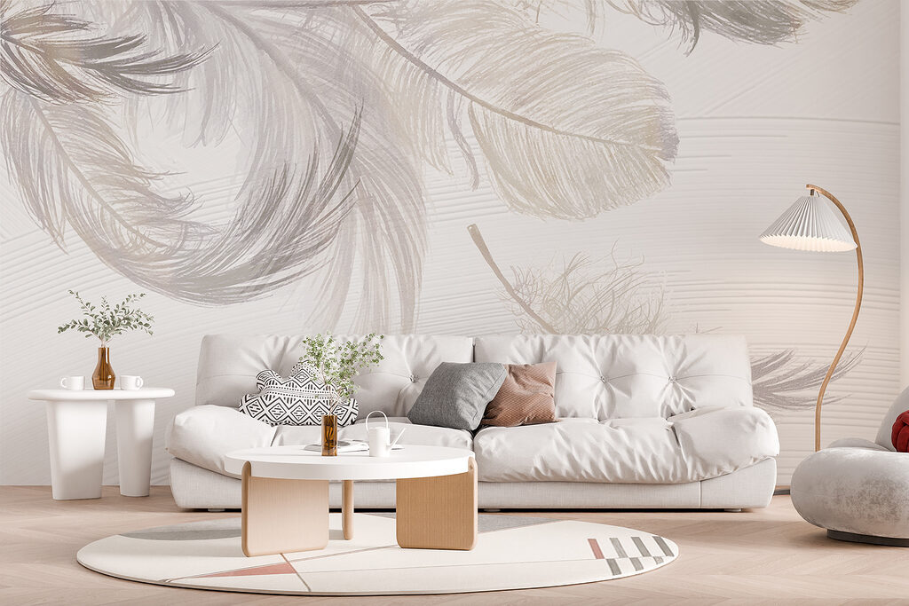 Piume bianche che fluttuano — ambiente 2