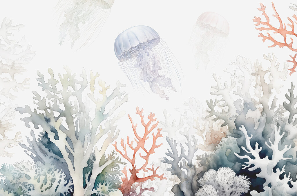 Meduse sopra corallo pallido — design completo
