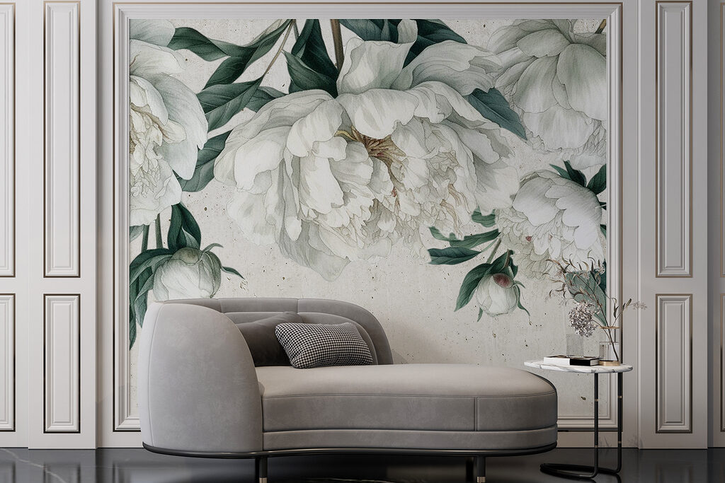 Peonie bianche, foglie scure — ambiente 5