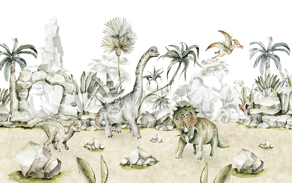 Dinosauri tra le rocce — design completo