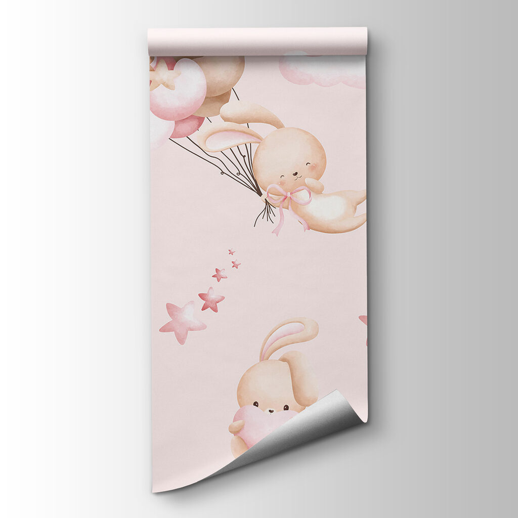Coniglietti con palloncini rosa — vista del prodotto