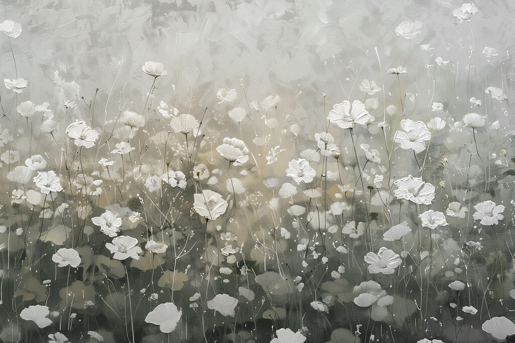 Fiori bianchi al crepuscolo — design completo