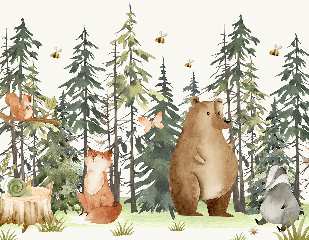 Orso tra i pini — design completo