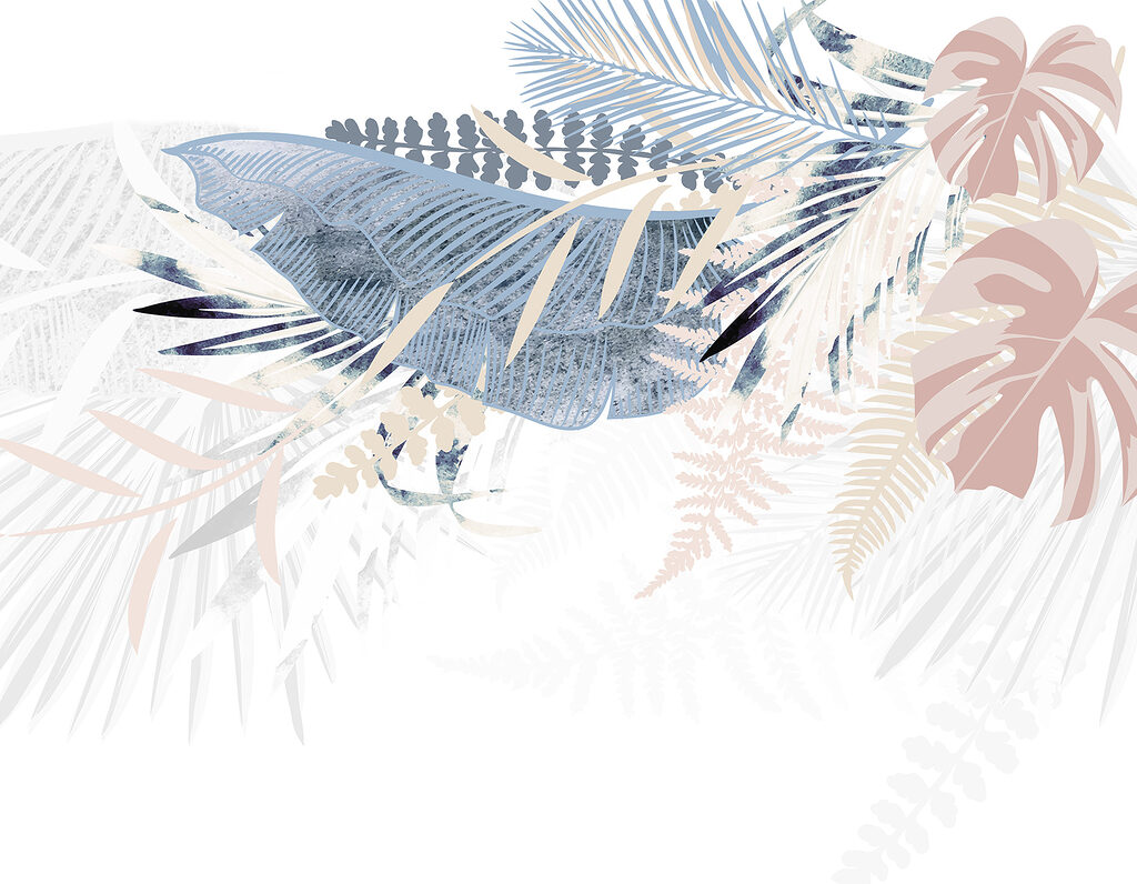 Fronde pastello in alto — design completo