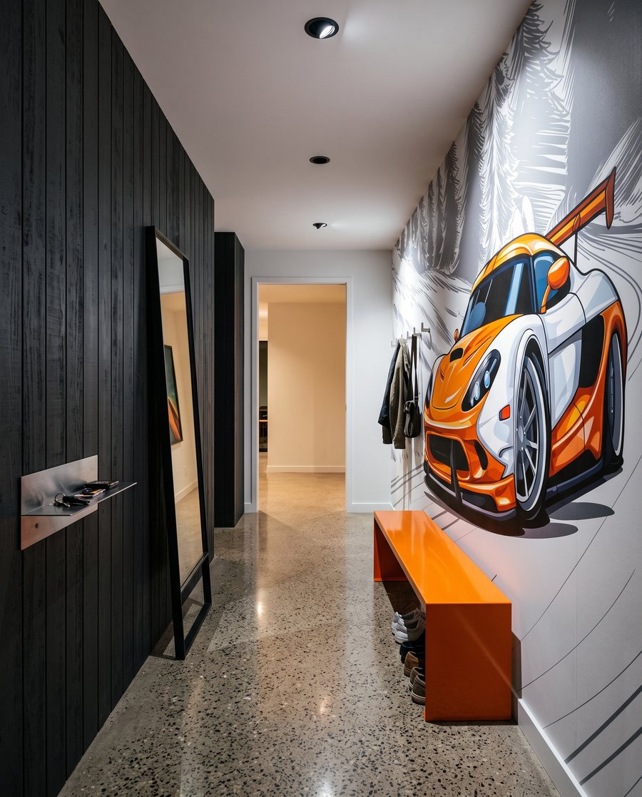 Sportiva arancione in curva — ambiente 5