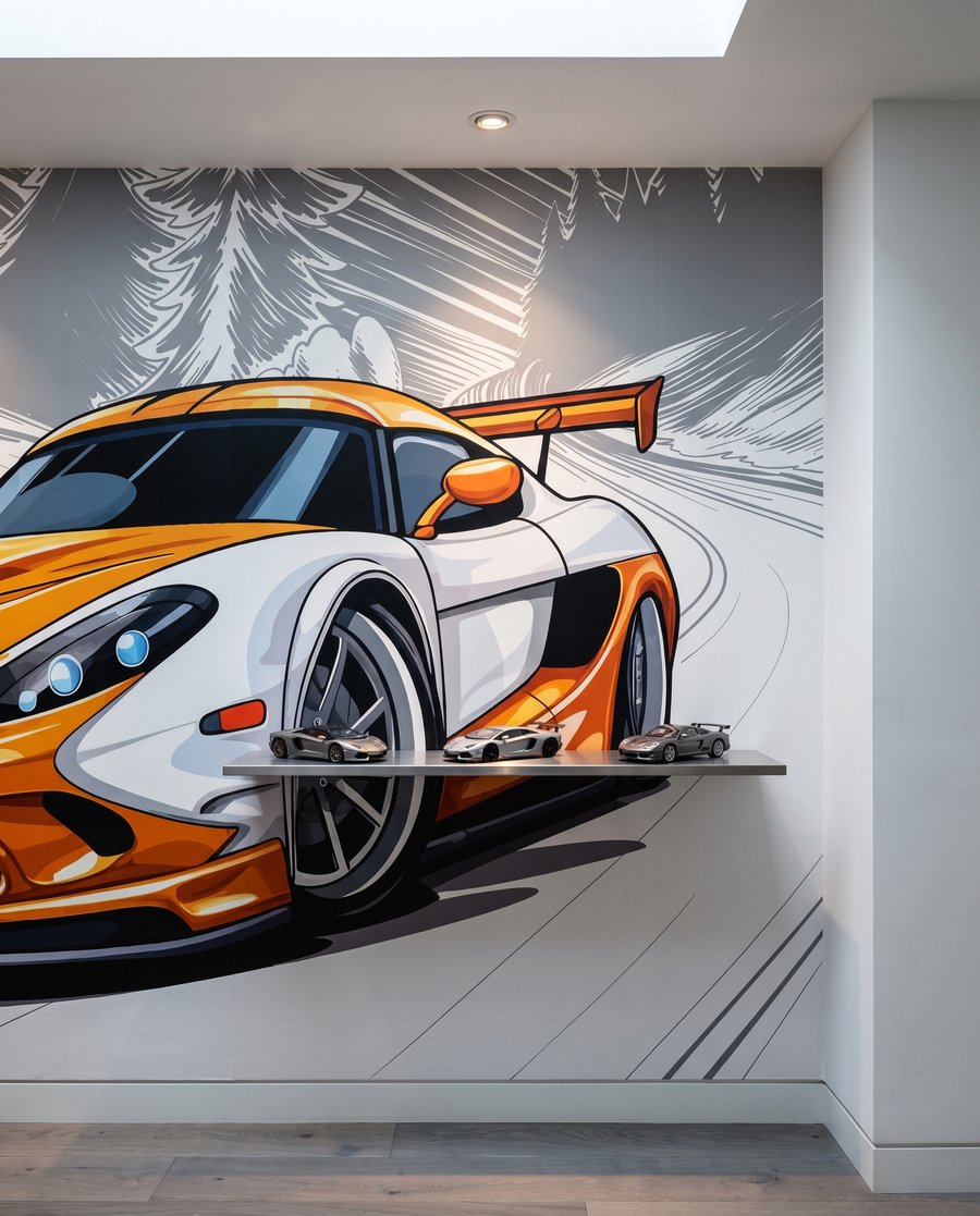 Sportiva arancione in curva — ambiente 7