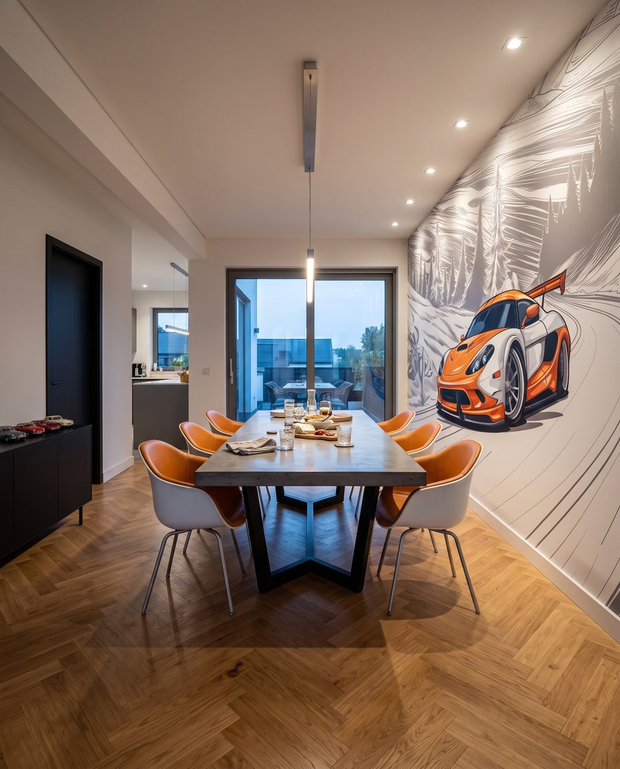Sportiva arancione in curva — ambiente 8