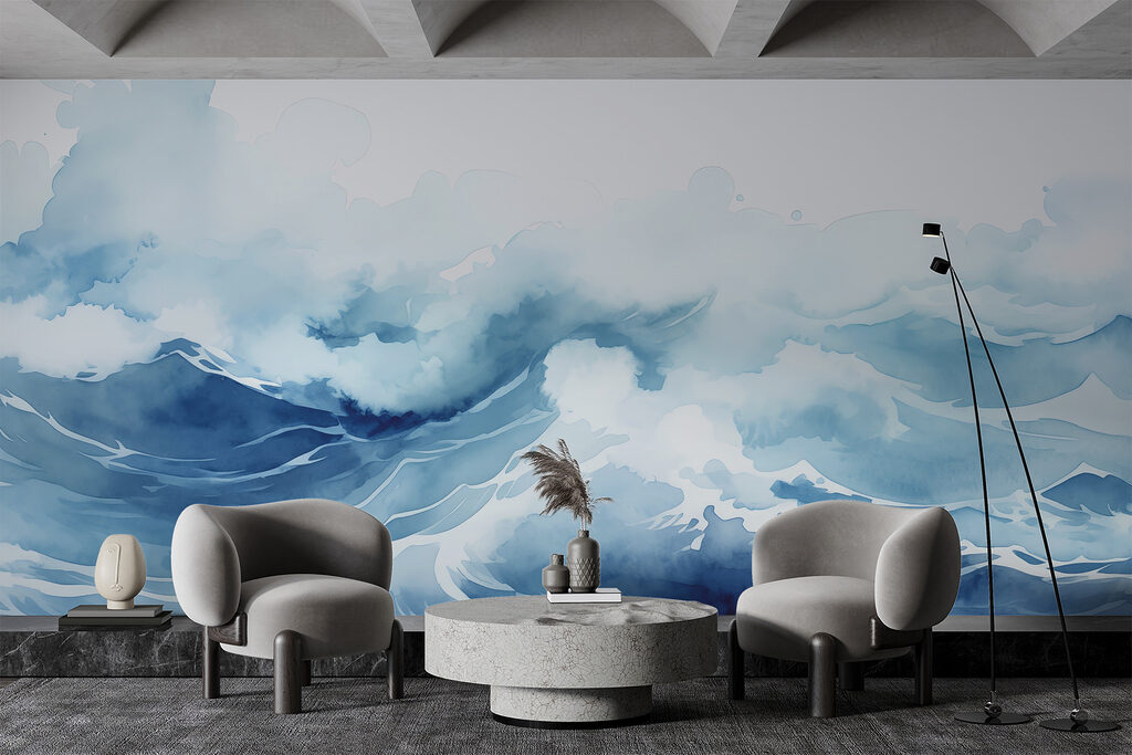 Onde blu ad acquerello — ambiente 1