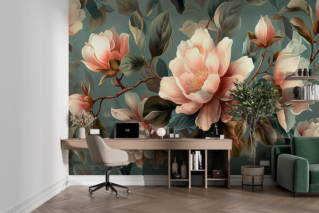Magnolia su verde petrolio — ambiente 2