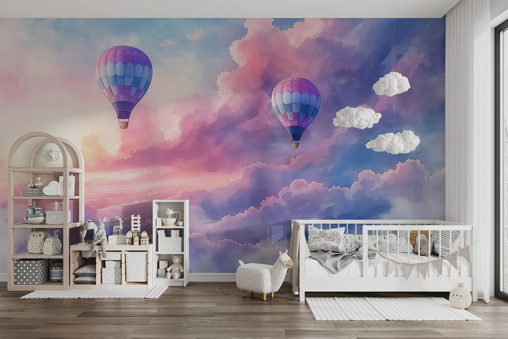 Palloncini tra nuvole rosa — ambiente 1