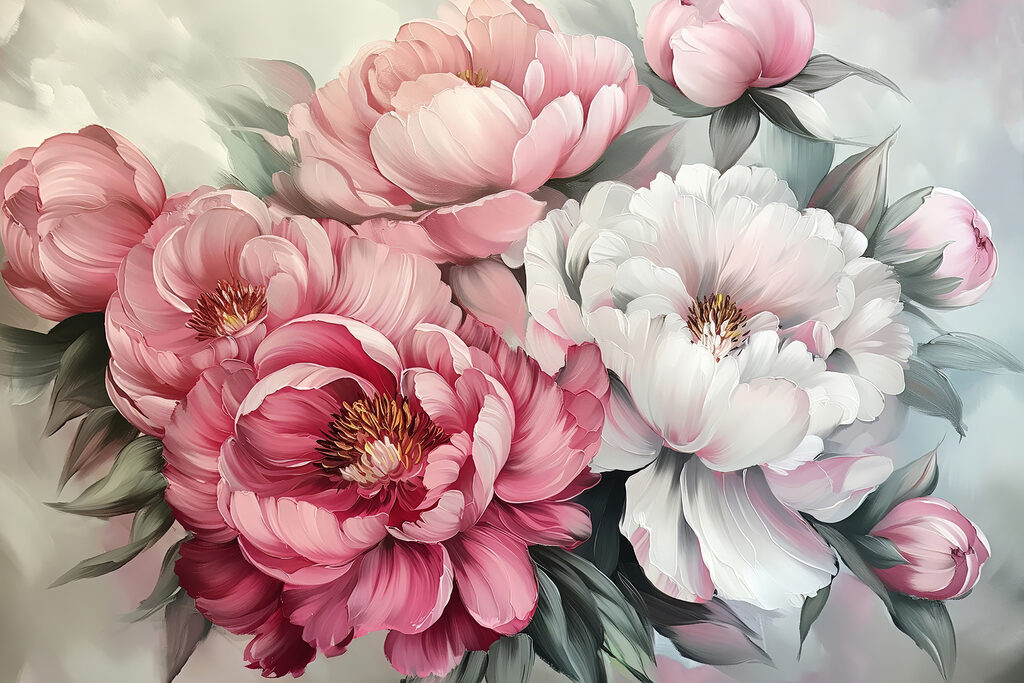 Peonie rosa piene — design completo