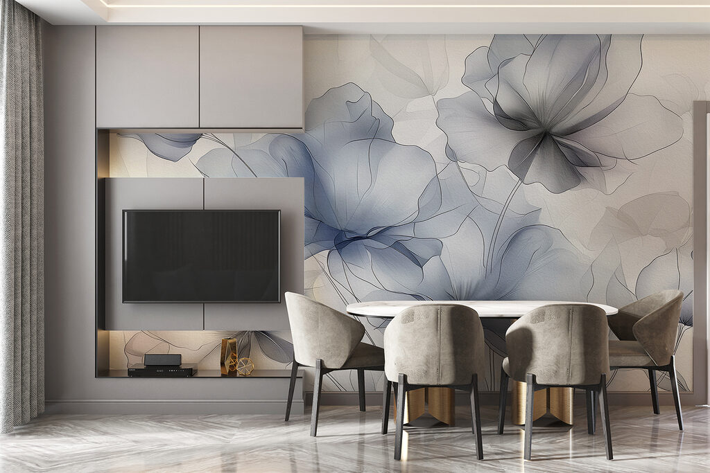 Fiori grigio azzurro trasparenti — ambiente 3