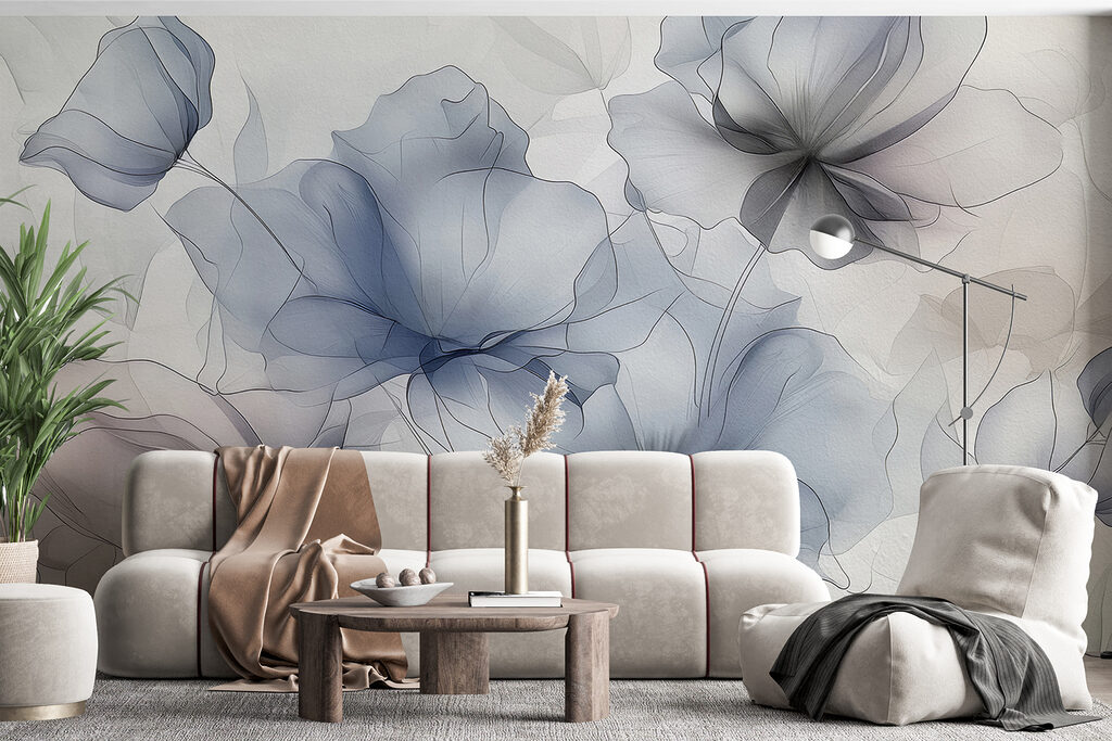 Fiori grigio azzurro trasparenti — ambiente 2