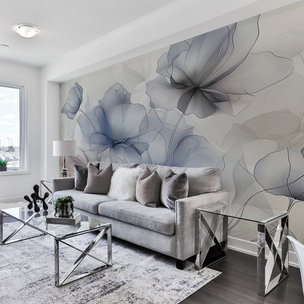 Fiori grigio azzurro trasparenti — ambiente 1