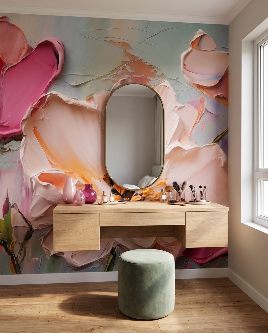 Fiori rosa in pennellate — ambiente 3