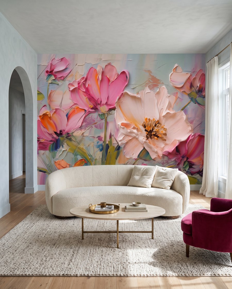 Fiori rosa in pennellate — ambiente 4