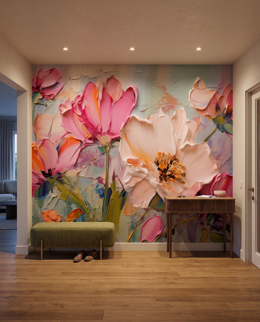 Fiori rosa in pennellate — ambiente 6