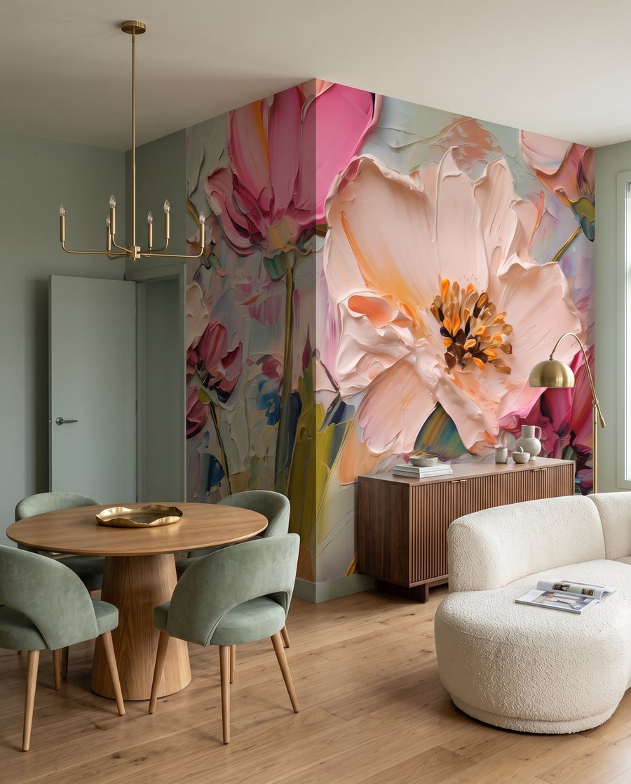 Fiori rosa in pennellate — ambiente 8