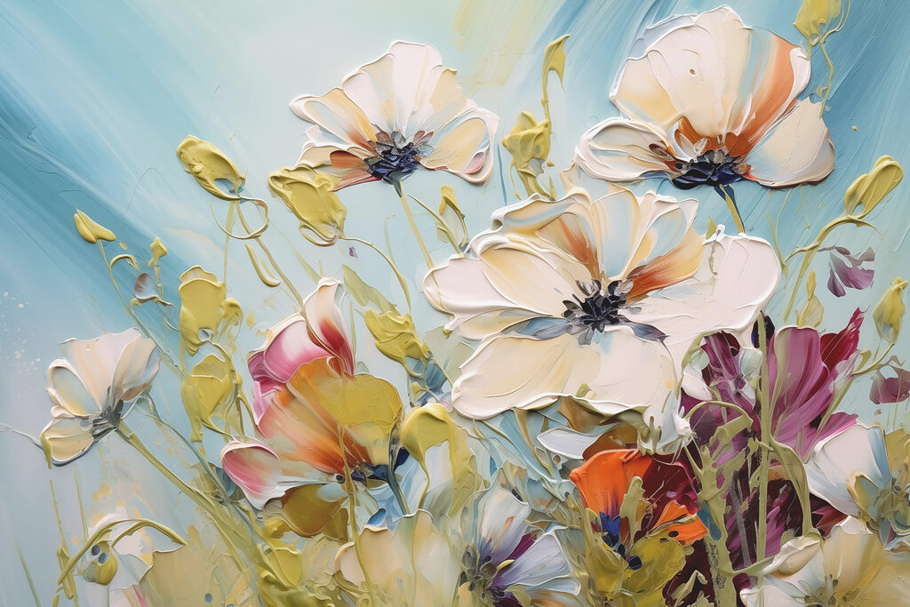 Grandi fiori e pennellate — design completo