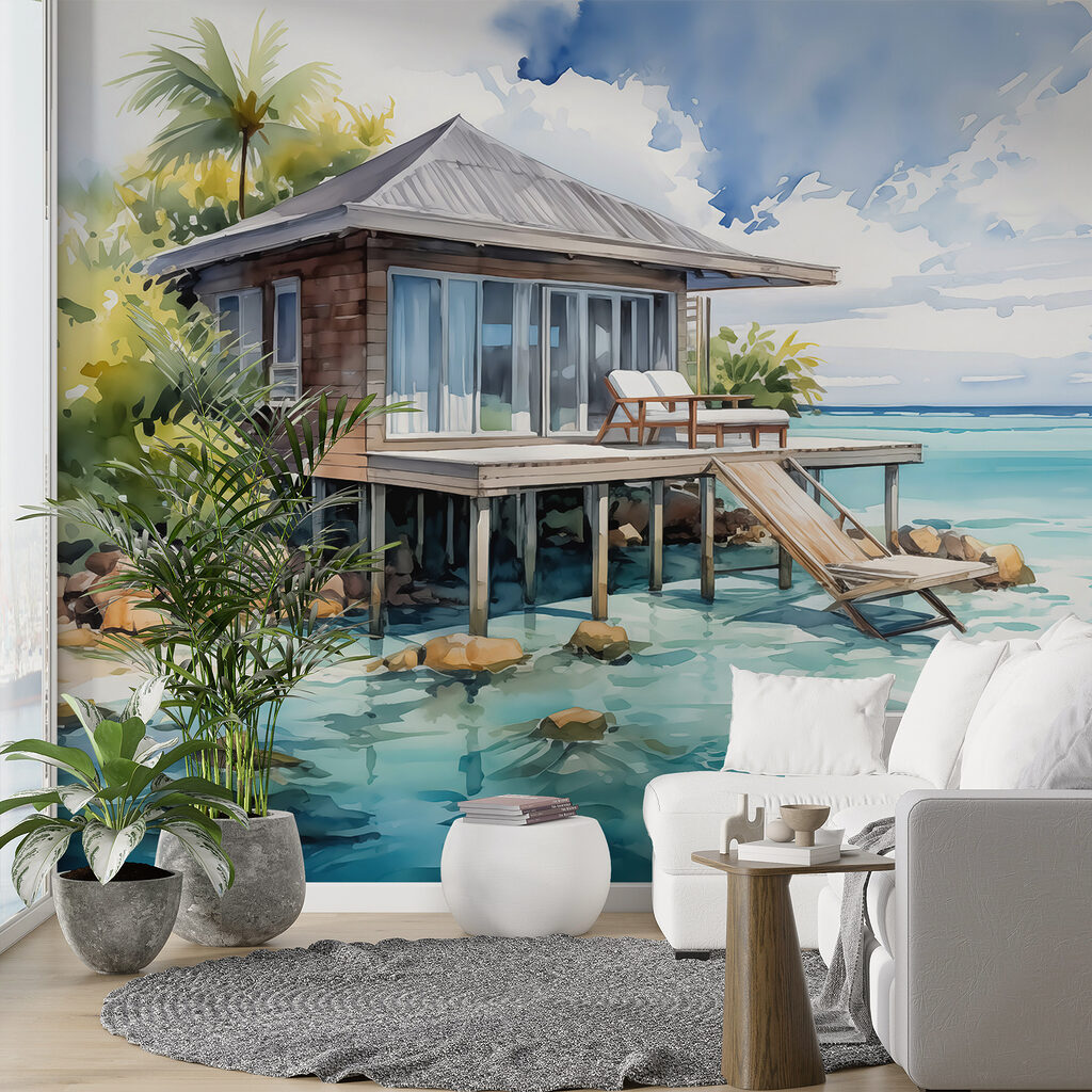 Casetta sopra acqua turchese — ambiente 1
