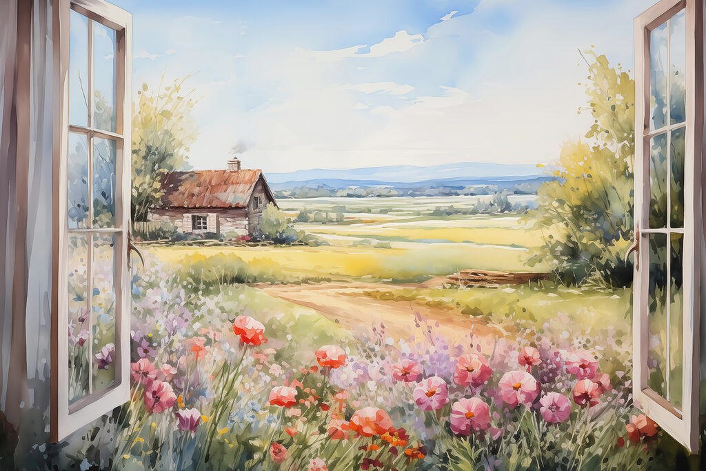 Finestra sui campi fioriti — design completo