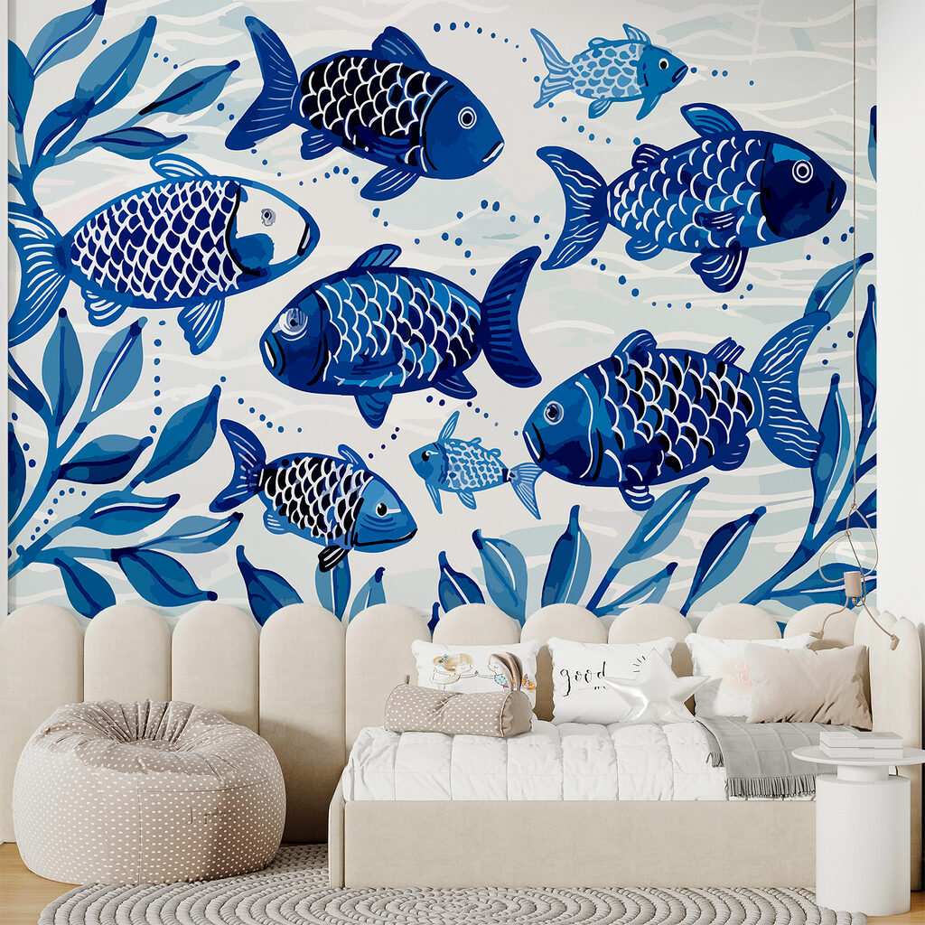 Pesci blu tra foglie — ambiente 2