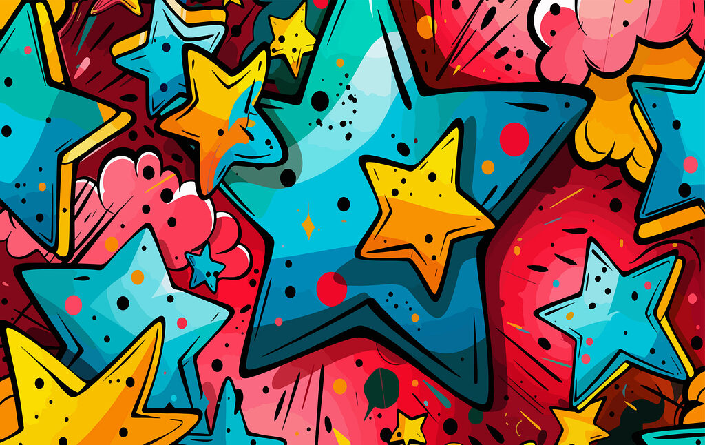 Stelle colorate come graffiti — design completo