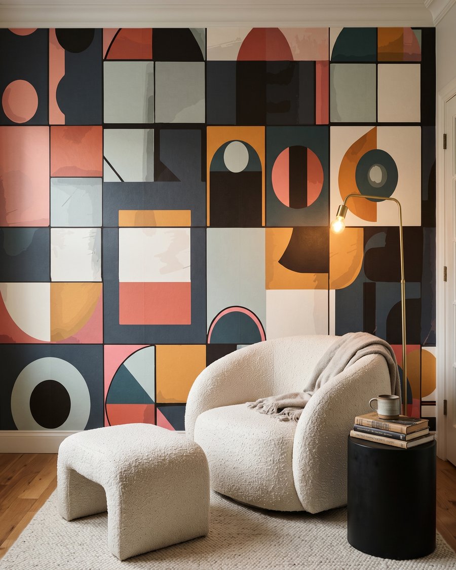 Forme colorate e geometrie in un ambiente