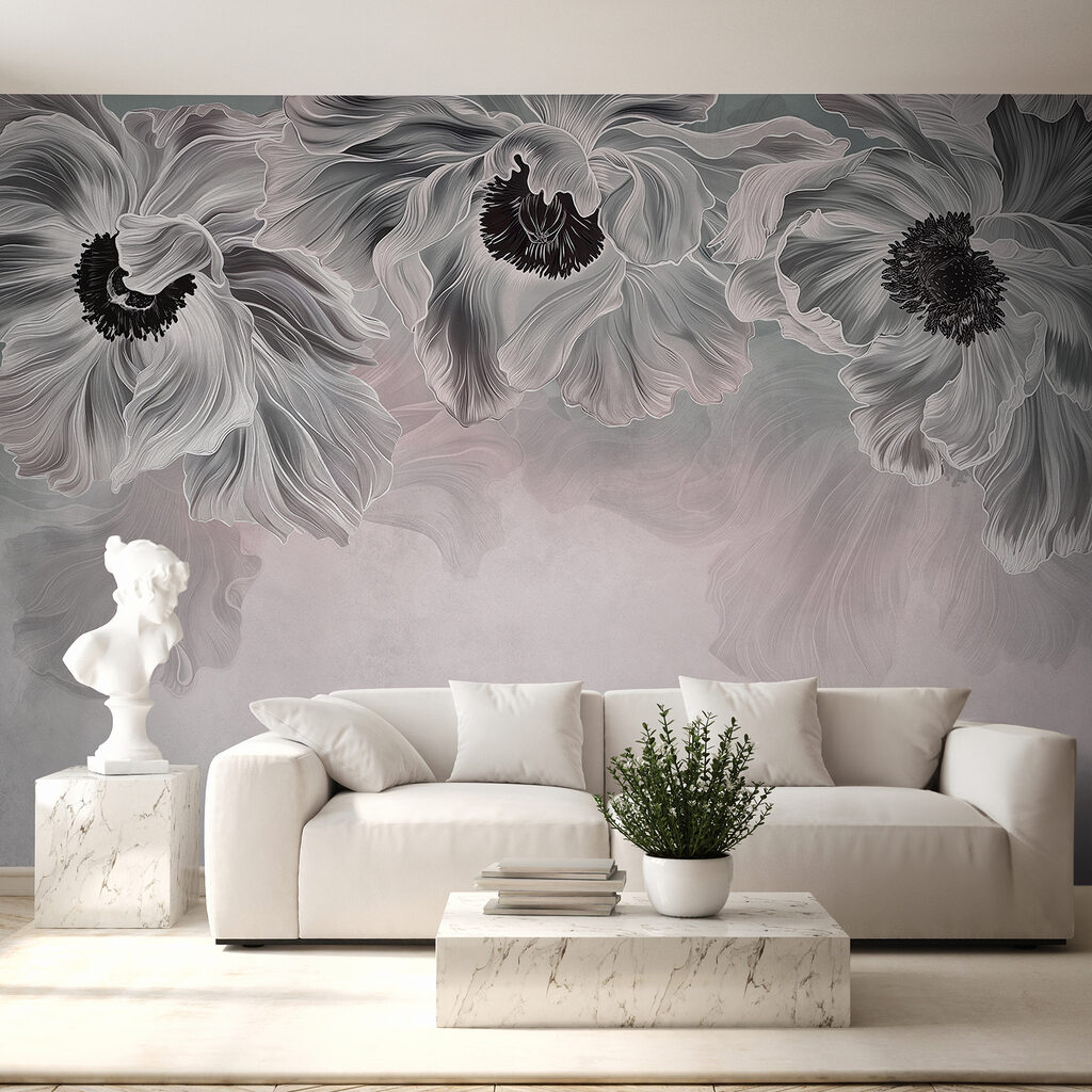 Fiori grigi appesi dall’alto — ambiente 2