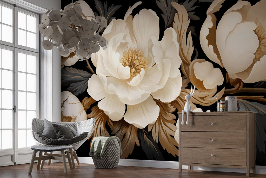 Peonie crema su nero — ambiente 2