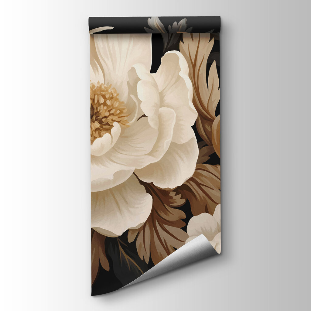 Peonie crema su nero — vista del prodotto