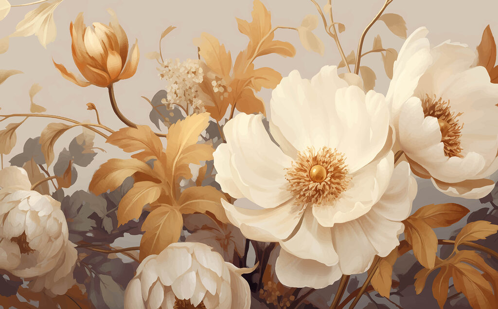 Grandi fiori con boccioli — design completo