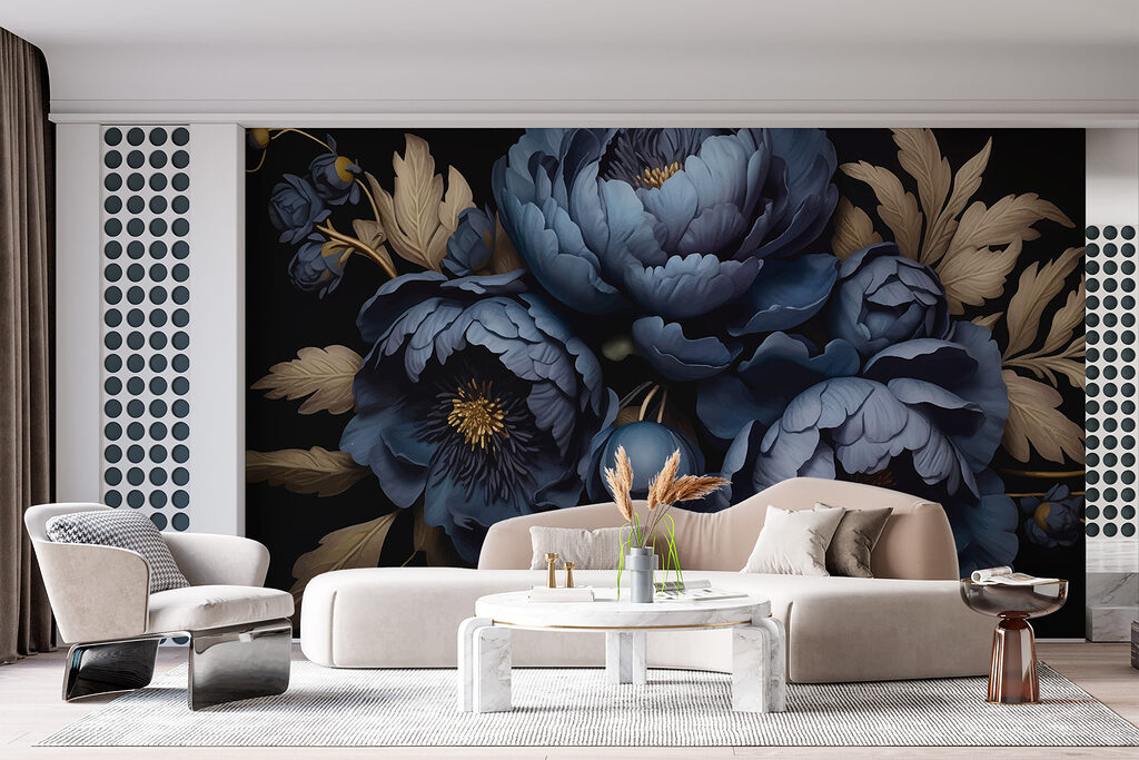 Peonie blu e dorate — ambiente 2