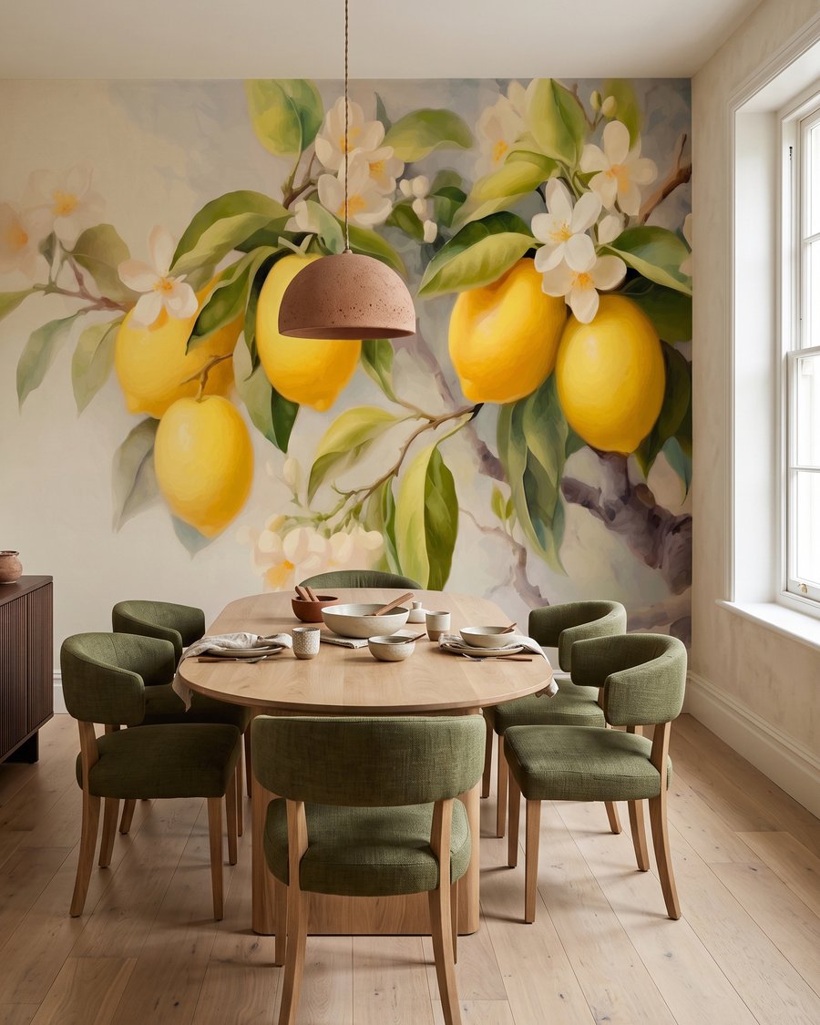 Limoni con fiori bianchi in un ambiente