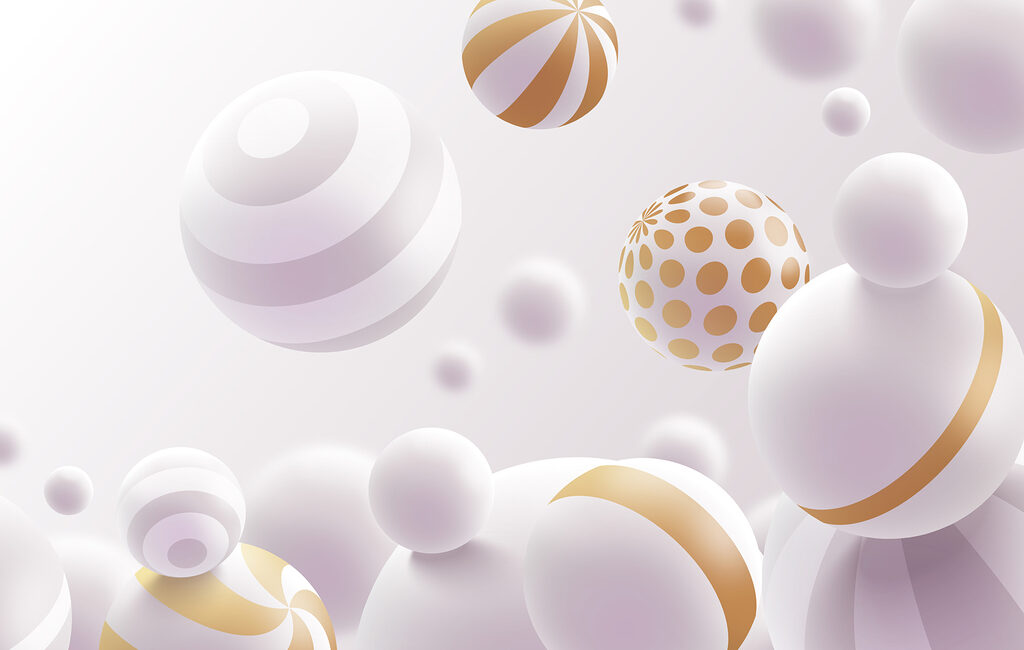 Sfere bianche e dorate — design completo