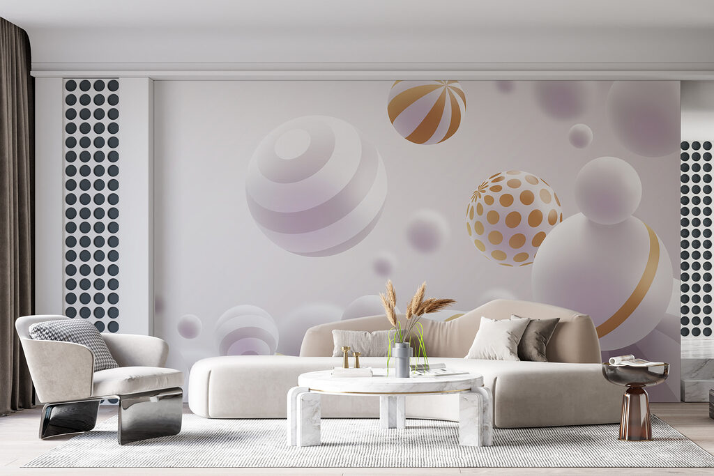 Sfere bianche e dorate — ambiente 1