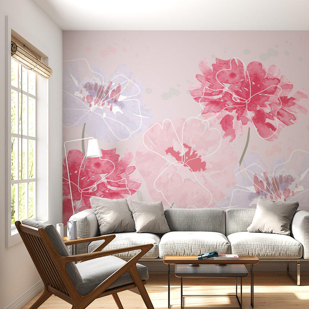 Fiori rosa contornati — ambiente 1