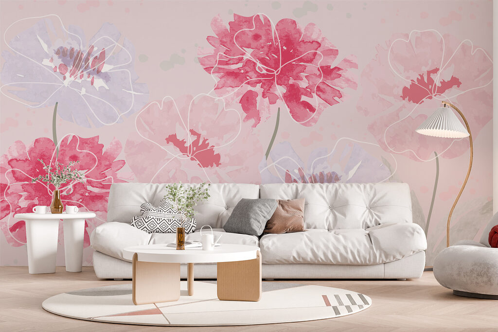 Fiori rosa contornati — ambiente 2