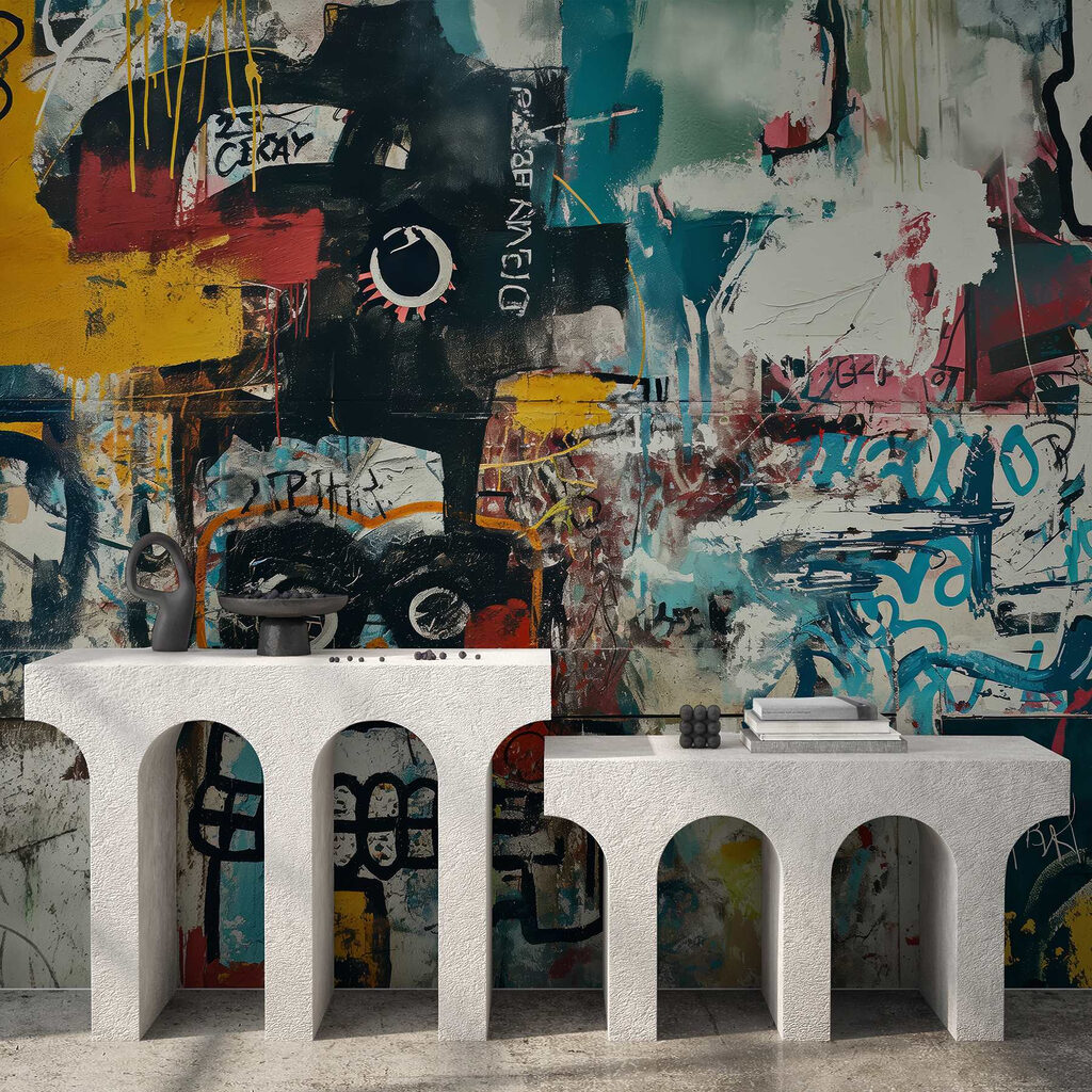 Segni e graffiti colorati in un ambiente