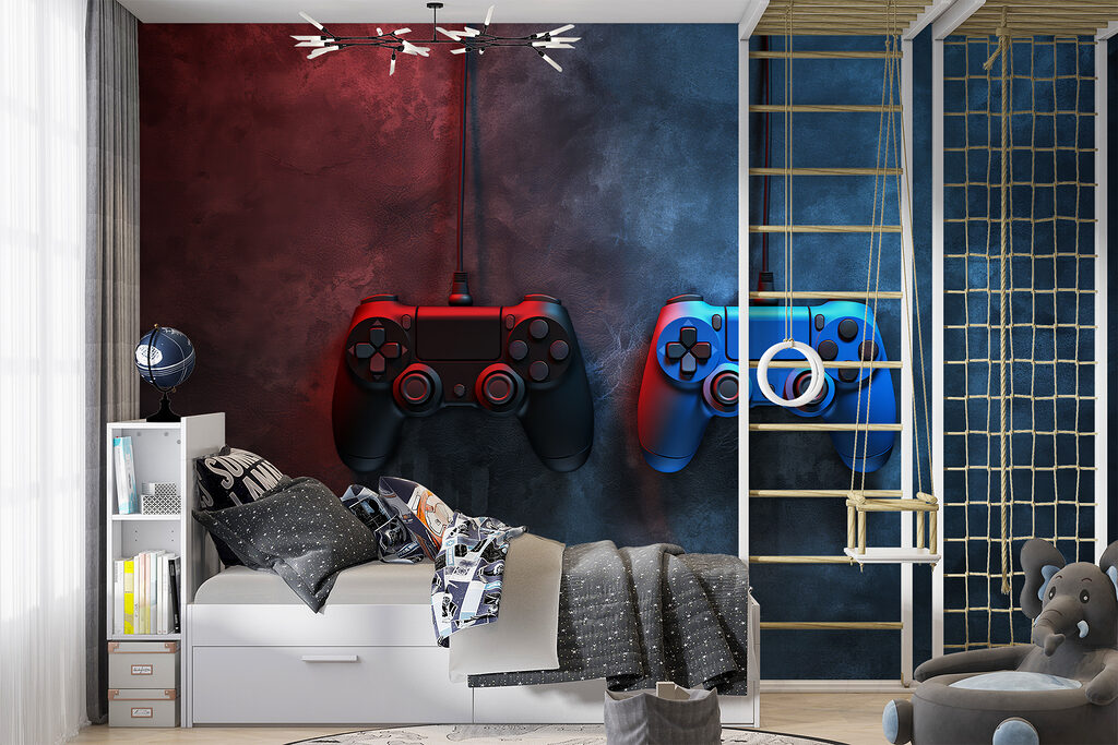 Due controller da gioco in un ambiente