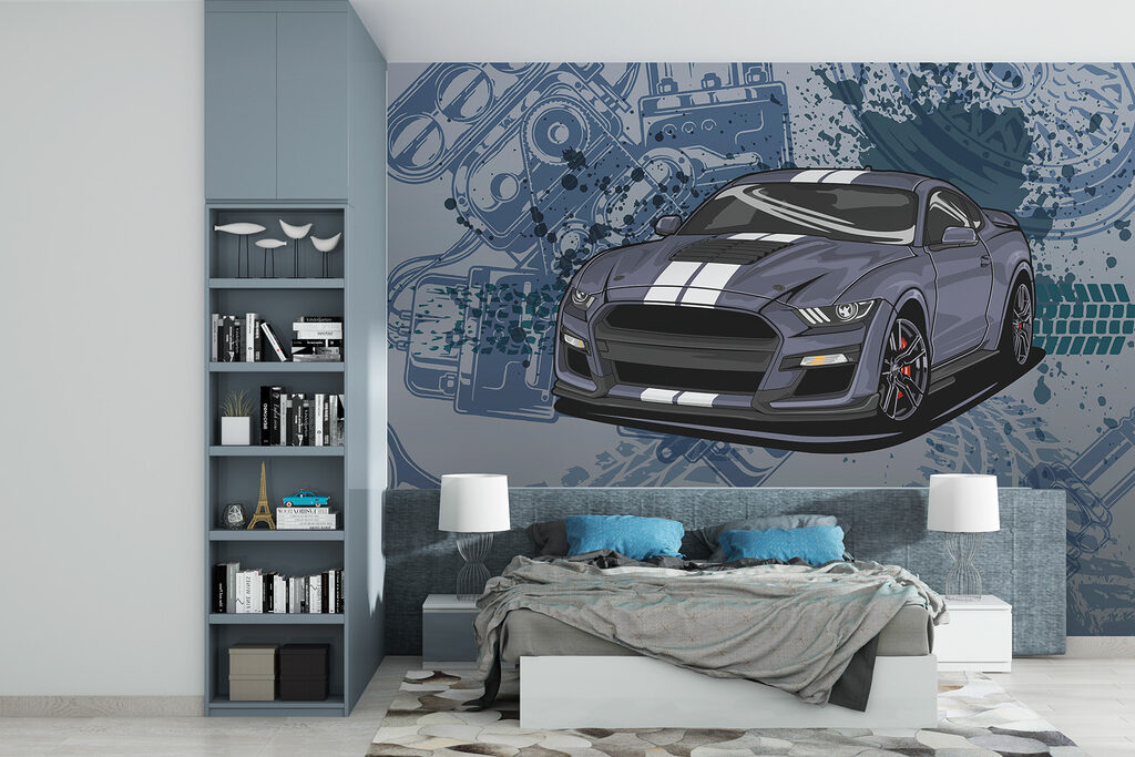 Auto sportiva tra disegni — ambiente 2