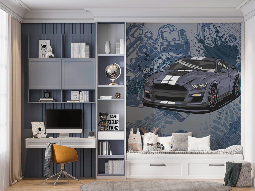 Auto sportiva tra disegni — ambiente 3