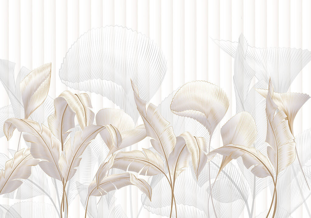 Foglie bianche a nervature — design completo