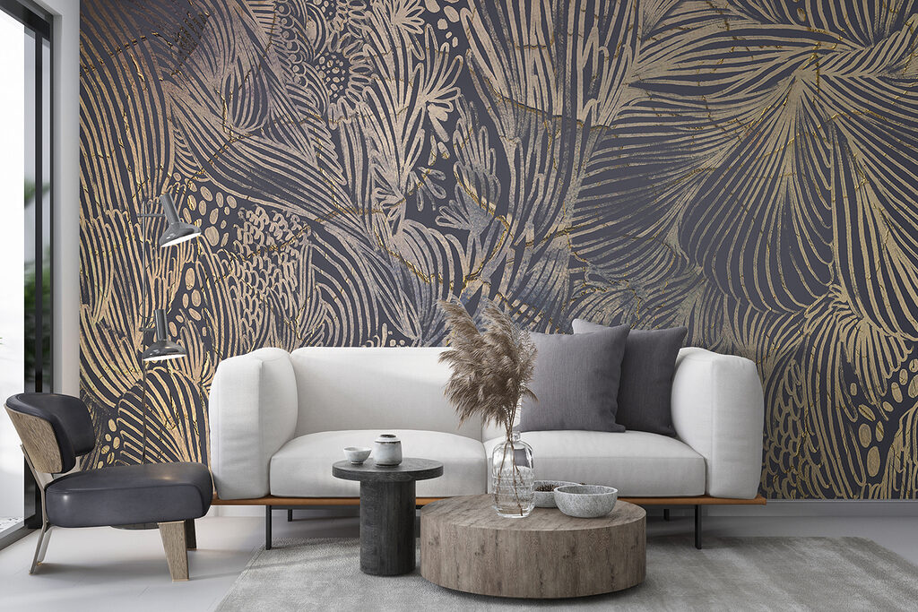 Foglie dorate su antracite — ambiente 3